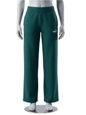 Puma Women Forest Green Straight Leg Fleece Sweatpants size XS
